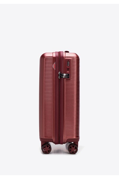 Wittchen Men's Small Suitcase made of polycarbonate with vertical embossing, burgundy