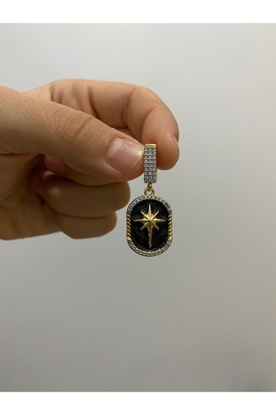 BusradanDesign Özel Seri Zirkon Taşlı Altın Kaplama Siyah Mineli Kutup Yıldız...