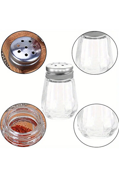 safestore Round Lid Glass 2-Piece Salt Shaker 20ml Mini Single Salt Shaker-Pepper Shaker Set