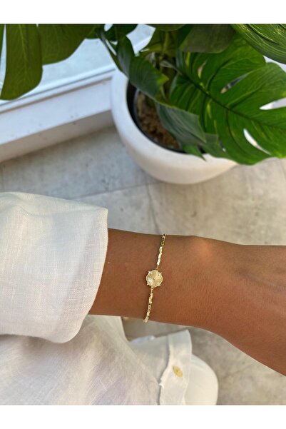 stainless steell سوار مينيمال دوريكا سلسلة البرسيم موديل ذهبي اللون