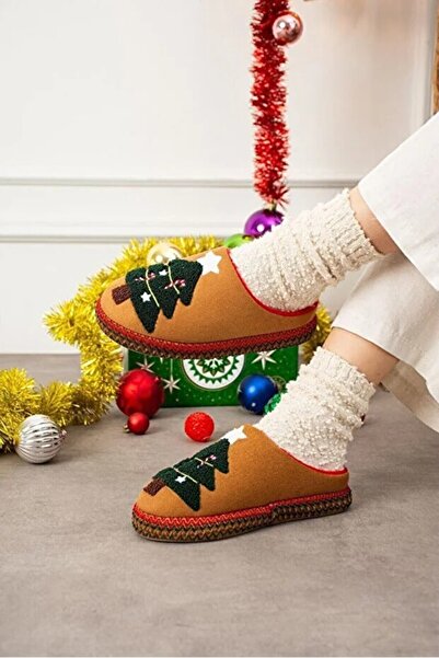 LUFFO Christmas Pine Tree Embroidered Cute Soft Gift Daily Special Christmas Slippers