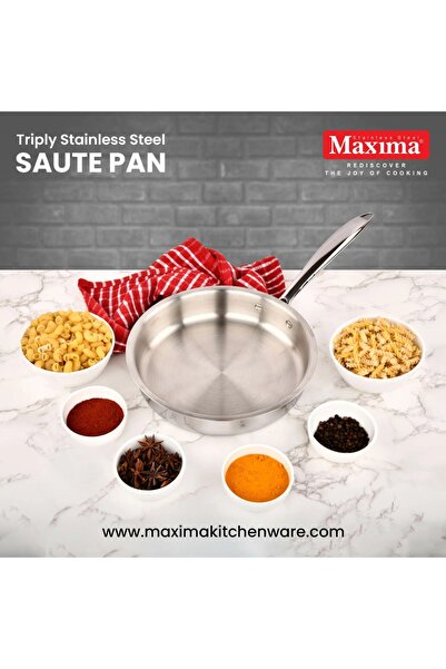 Maxima Maxima Steel Indian Pan, Rust-Resistant, with a 3-Layer Non-Stick Base, 22cm