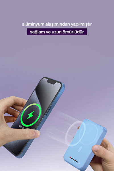 SPRANGE Magsafe Powerbank 10000 Mah Standlı Hızlı Taşınabilir Iphone 11 12 13 14 15 16 17 Samsung uyumlu