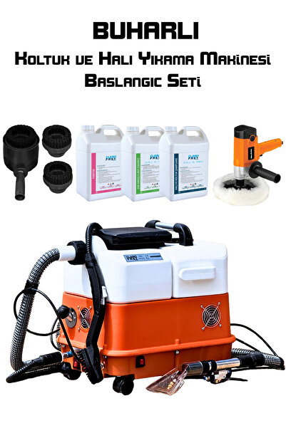 CF CLEANFAST Big Boss Buharlı Koltuk ve Halı Yıkama Makinesi Başlangıç Seti Polisaj Makinesi Su Sıçratmaz Fırça P