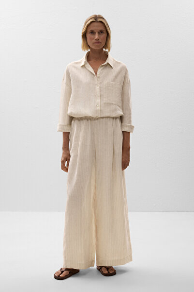 Oysho Striped 100% linen relaxed shirt