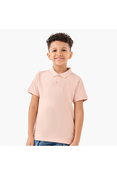Juniors Solid Polo T-shirt with Short Sleeves