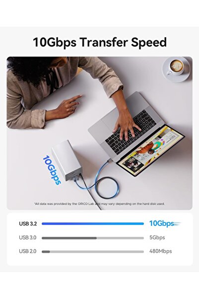Orico USB-C 4-Bay 2.5" SATA SSD/HDD Docking Station RAID Enclosure with Cooling Fan