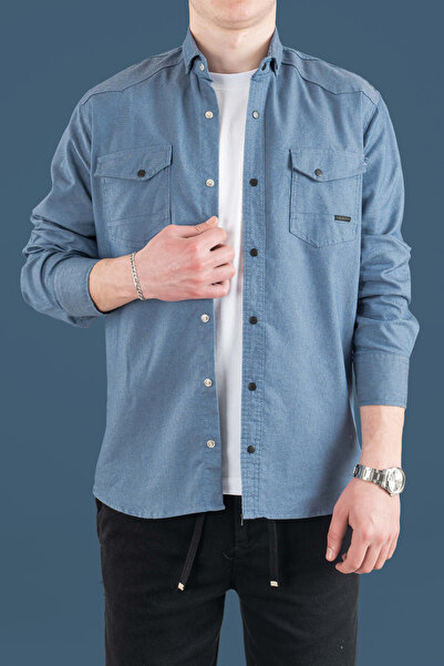 bombe Slim Fit Men's Cotton Denim Shirt