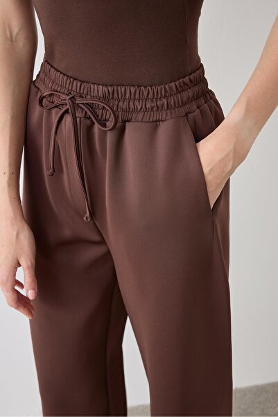 TERZİ DÜKKANI Scuba Elastic Waist Pants Brown