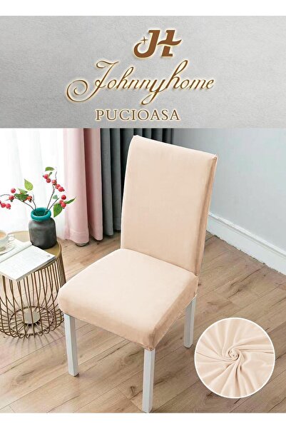 Inovius Set of 4 Elastic Chair Covers, Cotton, Cream - SIPRS07