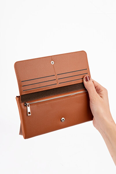 saraci leather craft Women's Vegan Faux Imported Leather Wristlet Wallet – Zippered & Card Holder Portfolio Stylish Long Wallet