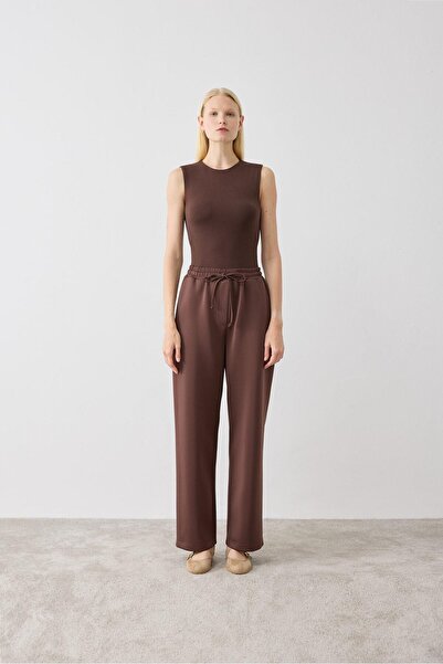 TERZİ DÜKKANI Scuba Elastic Waist Pants Brown