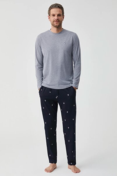 First Touch Cotton Circular Neck Long Sleeve Men's Pajama Set