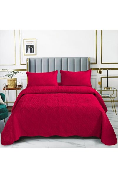 MHR Quilted bedspread set, 3 pieces, 220x240 cm, Red