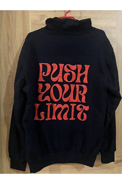 EDWOL Unisex Long Sleeve Hooded Sweatshirt with Pocket in Navy Blue, Dtf Printed Printed on the Border