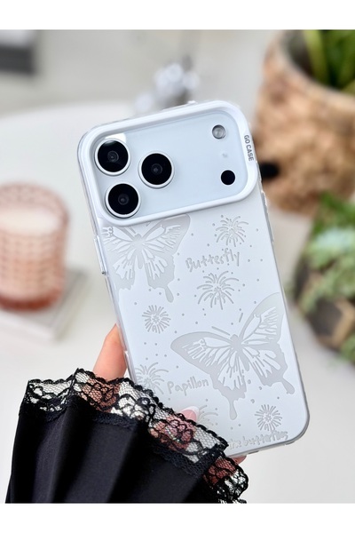 Go Aksesuar iPhone 17 Promax Compatible Non-Fingerprint Printing Patterned Metallic Electro Silicone Case