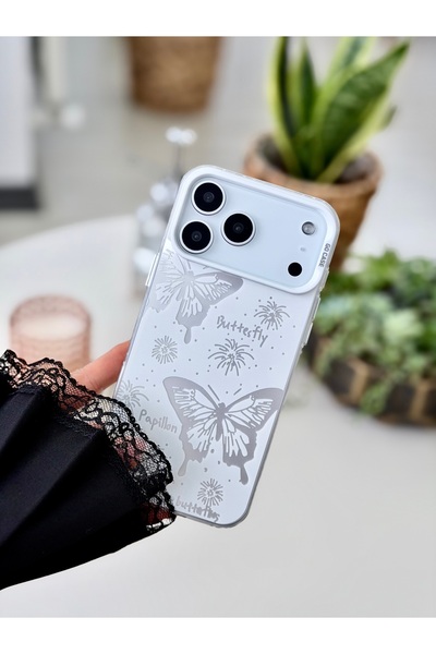 Go Aksesuar iPhone 17 Promax Compatible Non-Fingerprint Printing Patterned Metallic Electro Silicone Case