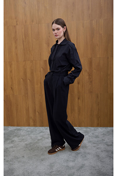 Birgül Bektaş Black Pleated Palazzo Trousers