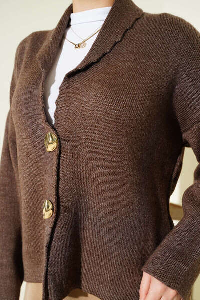 MissPul Gold Buttoned Short Knitwear Cardigan