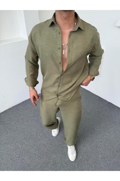 BE TOR Pamuk Keten Takım Haki Yeşil