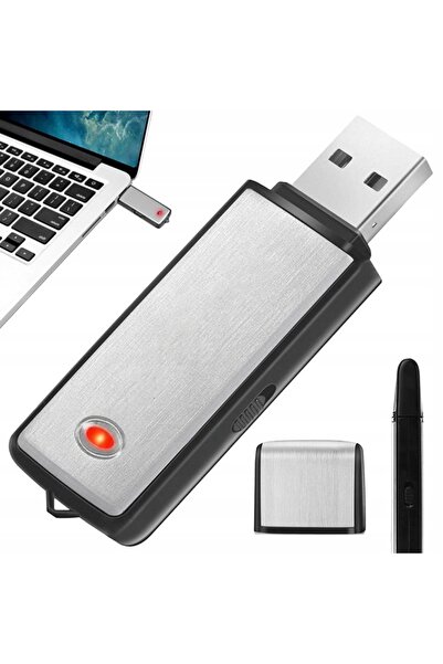 zola Mini USB stick recorder, spy, 8 GB, quick activation, WAV, range 6-8 M, silver