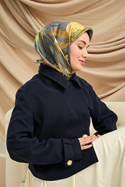 Silk Home Green Floral Pattern Tivil Woven Pure Silk Scarf-Kvs0890