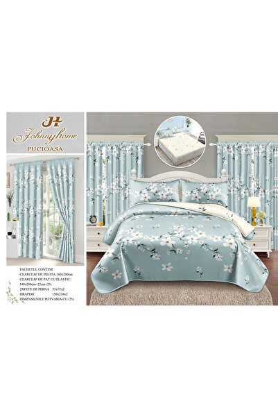 FIONNA.RO Set Lenjerie Si Draperii Bumbac Tip Finet 1 Persoana Cu Elastic - A...