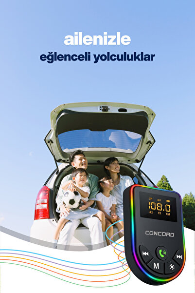 Concord 2'si 1 Arada Bluetooth 5.3 Ses Adaptörü, Ses Alıcısı / Vericili, Renkli Işığa Sahip Mp3 Çalar