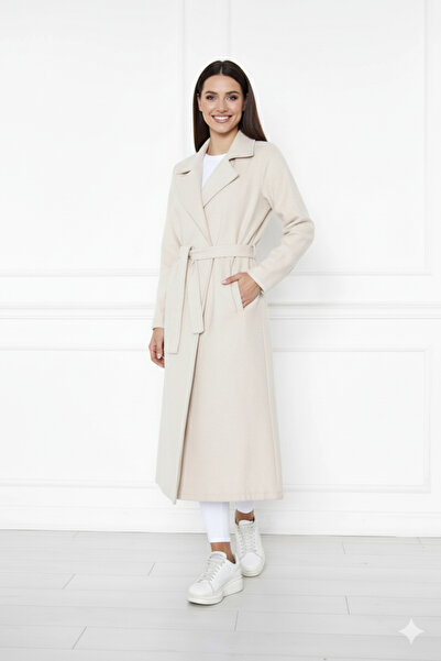 beeke Layal Women's Belted Lined Cashmere Coat with Pocket Detail (Full Fit) New Season1