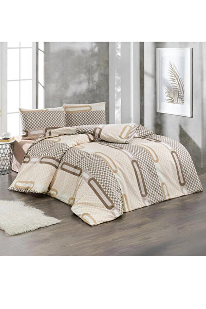 Kristal Quilted Single Duvet Cover Set Four Seasons Ellipse Brown