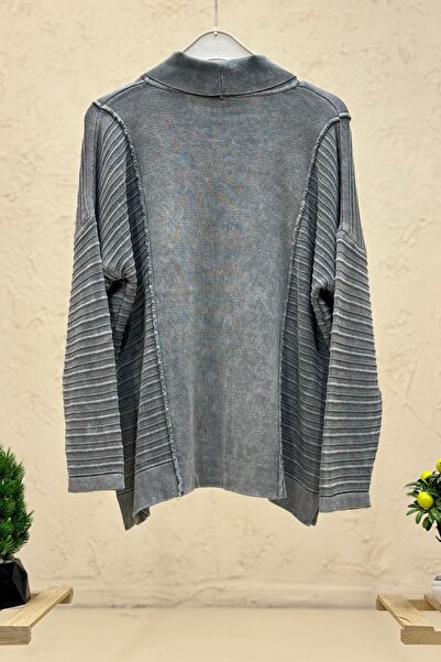 sahnemoda Degaje Cotton Sweater with Self-Printed Sides