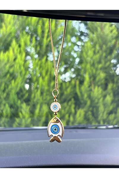 Azrua Gilded White Fish Car Mirror Ornament Car Charm Bag Accessory