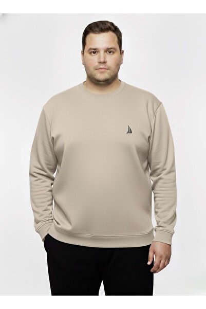 TANİŞ GİYİM JUMBO BATTAL BÜYÜK BEDEN SIFIR YAKA LİKRALI İNCE KOMPAKT PENYE LİKRALI BASIC DÜZ RENK SWEATSHIRT
