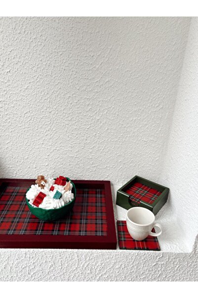 DEKORMED Christmas Themed Presentation Tray and Decorative Christmas Candle Accessory