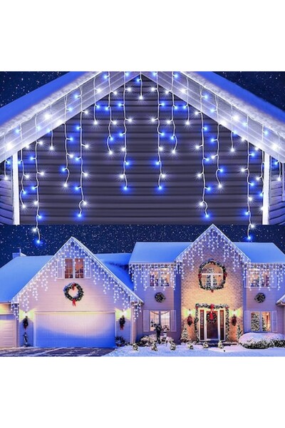 xpress sales Christmas Icicle Lights, NEVERMORE, 20 m, 500 LEDs, 8 Light Programs, Curtain, Tassels, Outdoor/Indo