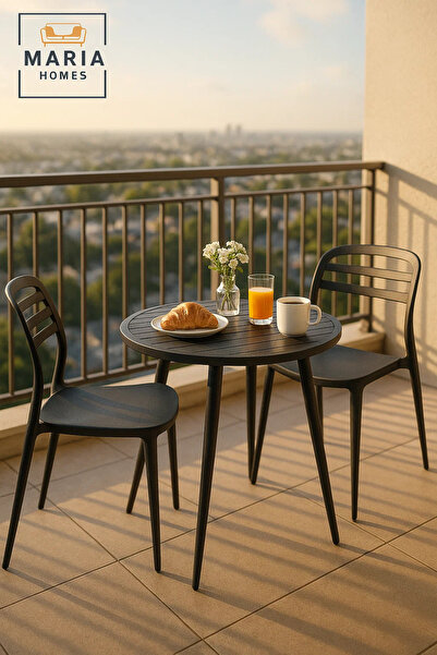 MARIA HOMES Modern Round Outdoor Table | Patio, Balcony, Garden, Dining Furni...