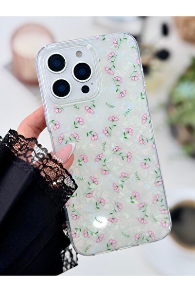Go Aksesuar حافظة سيليكون متوافقة مع آيفون 16 برو ماكس بتصميم طباعة زهور 2 في 1