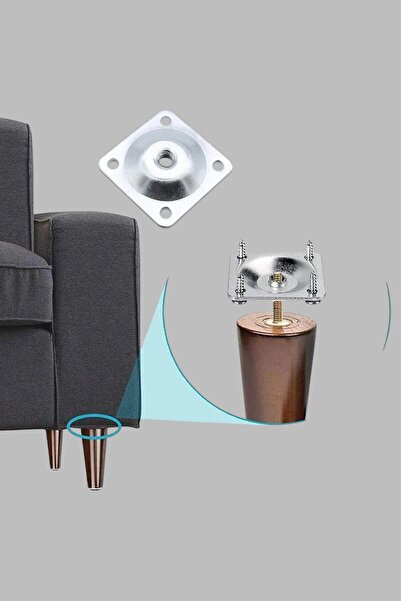 MH MiniHediye Wood (15 cm) Furniture Armchair Sofa Leg Feet Set of 4 with M8 Bolted Attachment