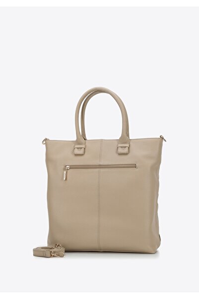 Wittchen Women's Leather Shopper Bag, Two-Compartment, with Braid, Beige, Leather