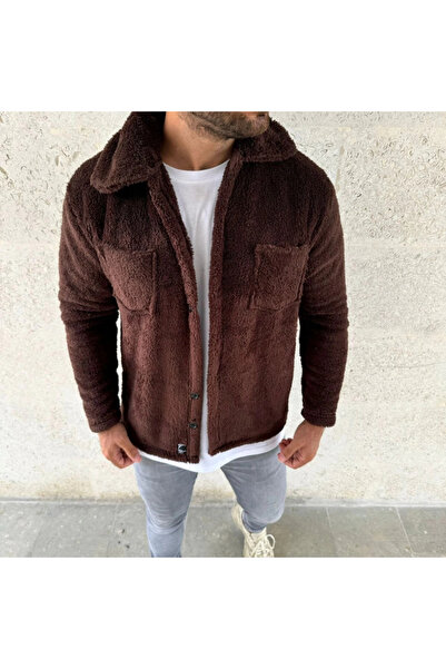 GENCULUS Men's Plush Fleece Cardigan Shirt – Collared, Button-Down, Chest Pocket, Soft Textured Winter Regular Fit