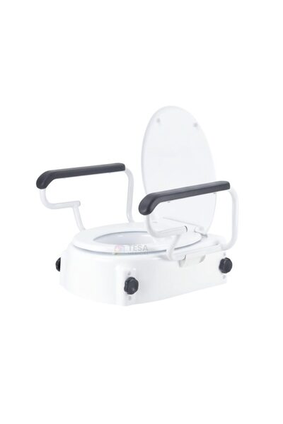 Tesa Toilet Raiser with Lid, Foldable Support Handles, Height Adjustable (6/10/16 cm) AT 51204