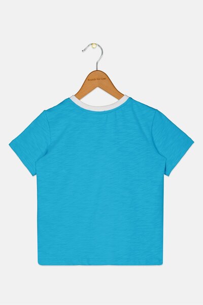 Choupette Toddlers Boy Graphic Print Short Sleeve T-Shirt, Bright Sky Blue