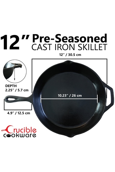 Crucible Cookware Cast iron pan, Crucible Cookware, diameter 30.5 cm, heat-resistant silicone supports included