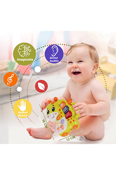 RCO Mini orga muzicala Girafa verde cu sunete si lumini, jucarie interactiva +12 luni, WW7008-B