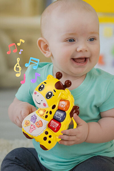RCO Mini musical organ Yellow Giraffe with sounds and lights, interactive toy +12 months, WW7008-A