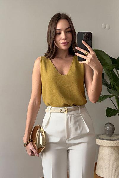 MAGARDE V-Neck Transitional Premium Sweater- Mustard