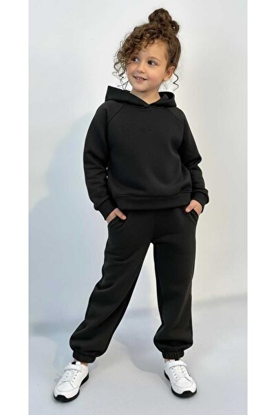 MUMİKİDS Girl's Winter Hooded Top and Bottom Set - Holiday Wear