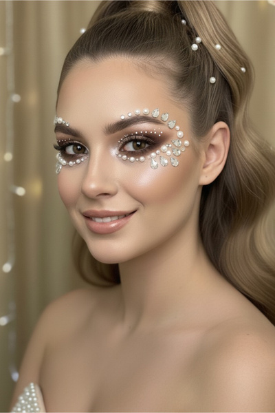 Happyline Taş İnciSticker Gümüş Yapışkanlı Saç Yüz Sticker Yüz Ve Tırnak Taşı...