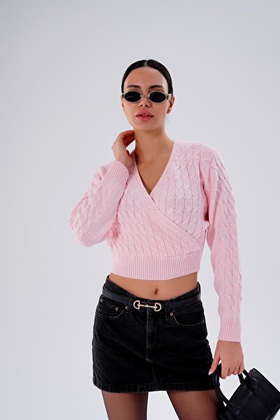 ŞİMAL Women's Knitted Pattern Double-Breasted Collar Knitwear Knitted Sweater 255152 -