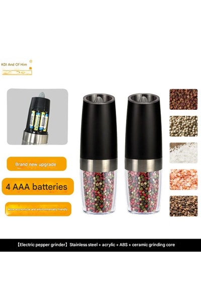 OEM Electric Salt/Pepper Grinder Set, Transparent Spice Storage Space, Black/Transparent